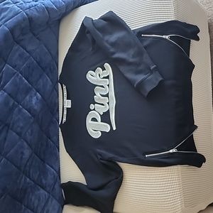 Pink Victoria secret sweatshirt with side zippers M black